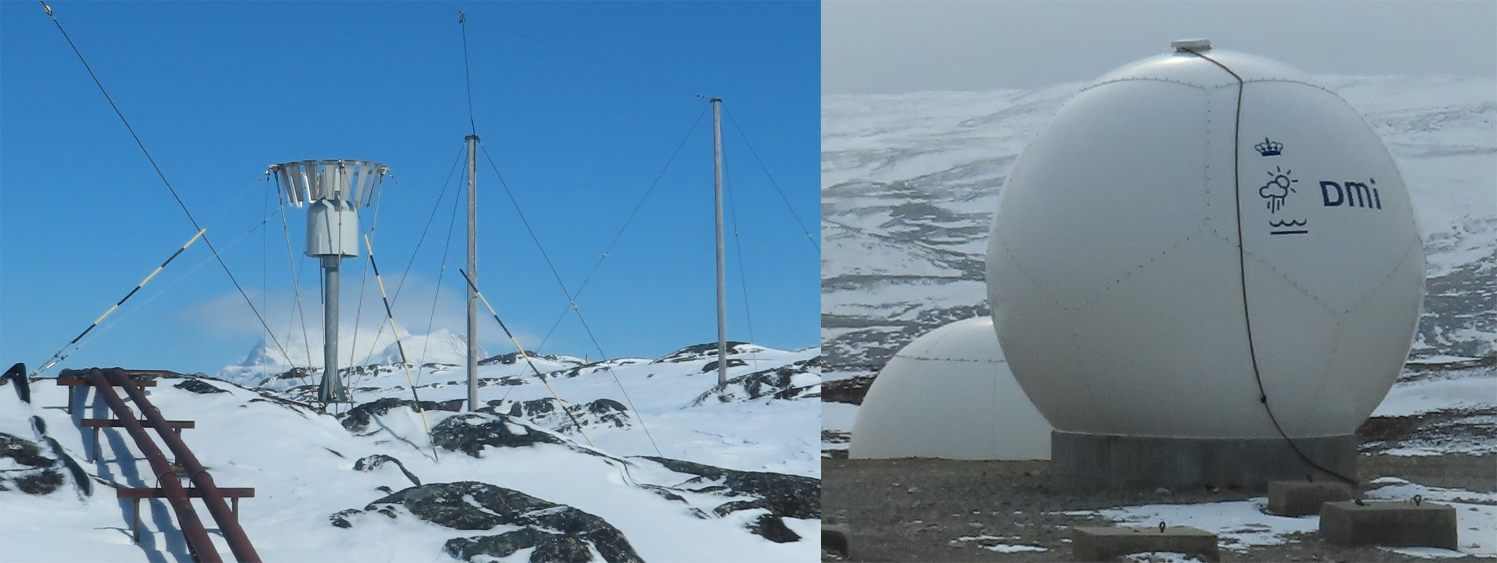 Regnmåler i Nuuk og Satellit-jordstation i Kangerlussuaq